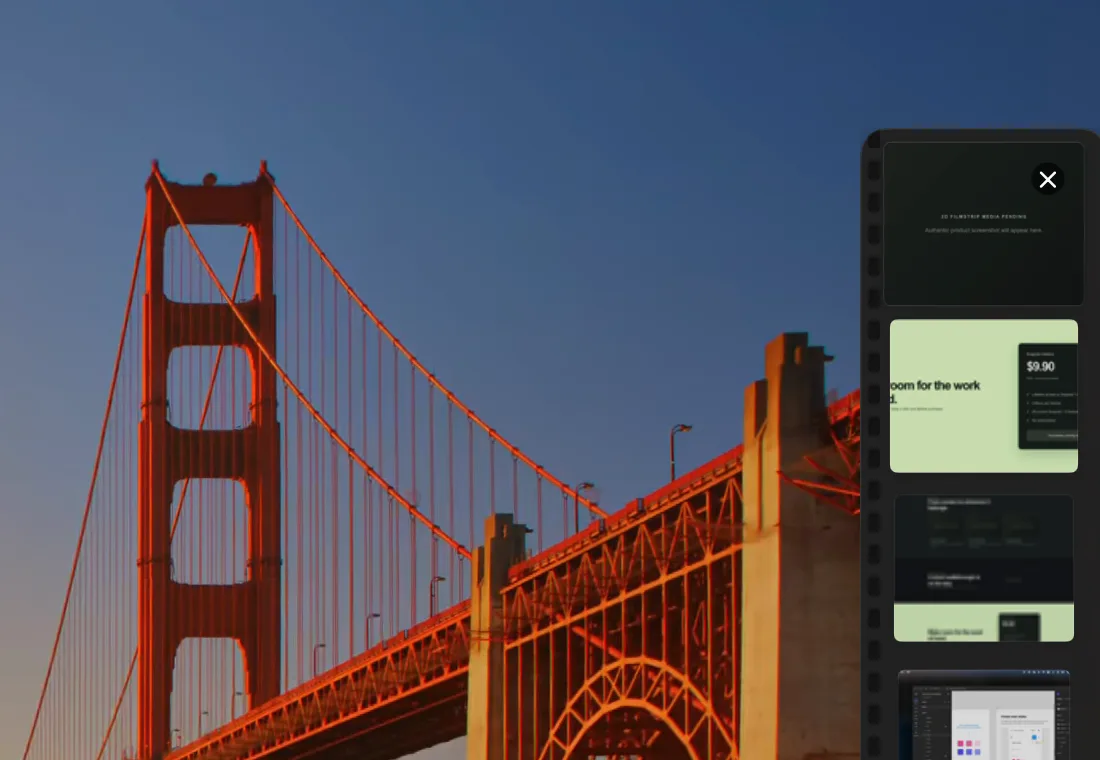 Real Snaprail 2D filmstrip attached to the right edge of a Mac desktop